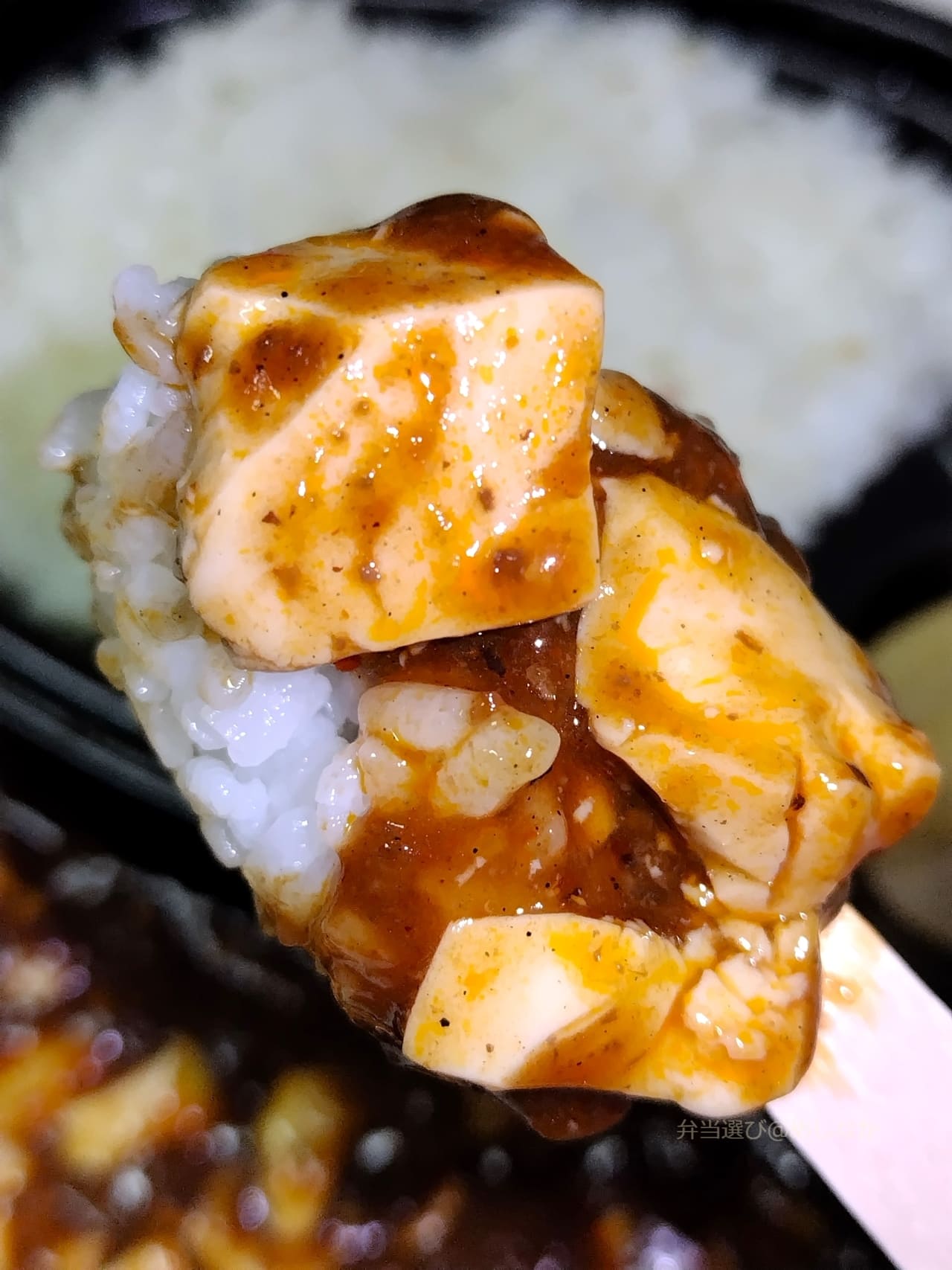 麻婆豆腐を白飯にのっけて実食