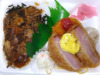 厚切りハムカツ＆肉盛り飯