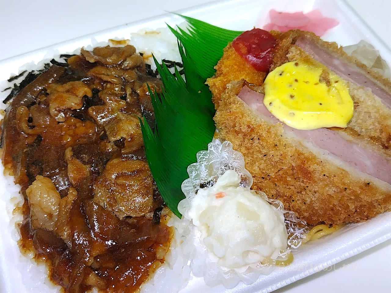 厚切りハムカツ&肉盛り飯の全容